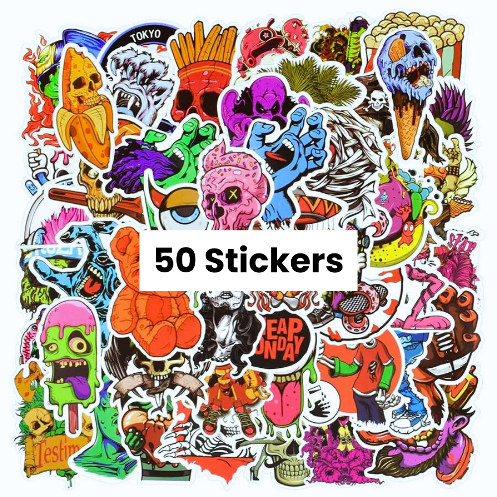 SS1046 Cool Zombie Graffiti Laptop Motorcycle Stationery Decoration Sticker Pack Bomb