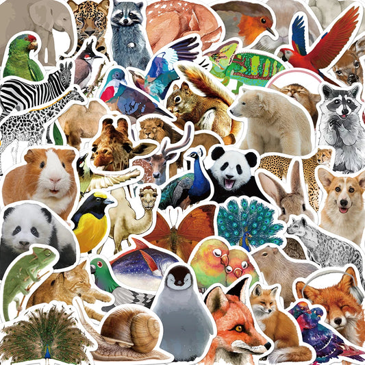 Vibrant Jungle Zoo Animal Stickers Bomb Pack - 50 Waterproof SS1033