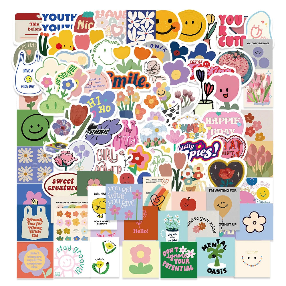 SS1007 Cute Smile Flower Cartoon Stickers Bomb Pack