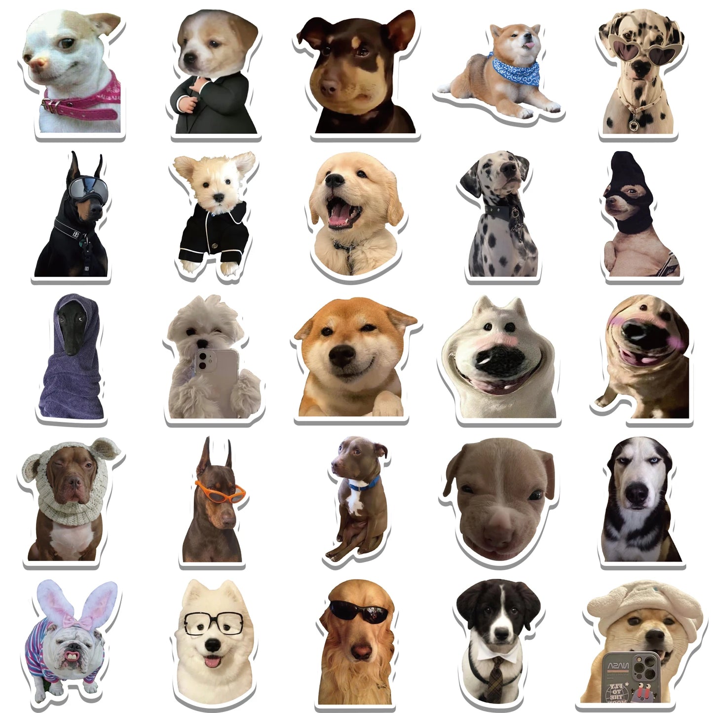 SS1010 Fun Cartoon Dog Meme Stickers - Perfect for Laptops, Phones, and More SS1010