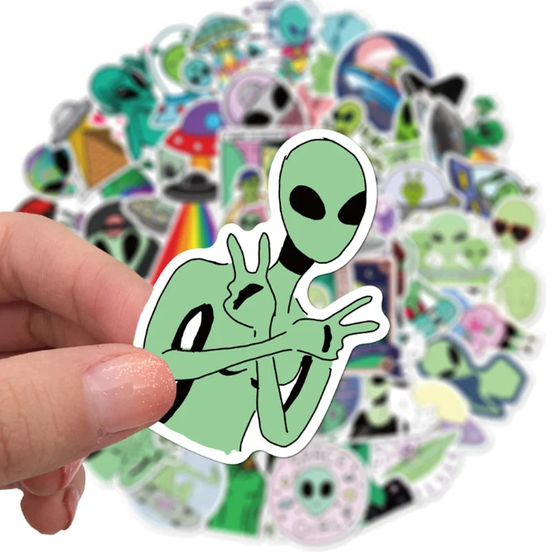 Vibrant Alien-Themed Waterproof Stickers SS1020