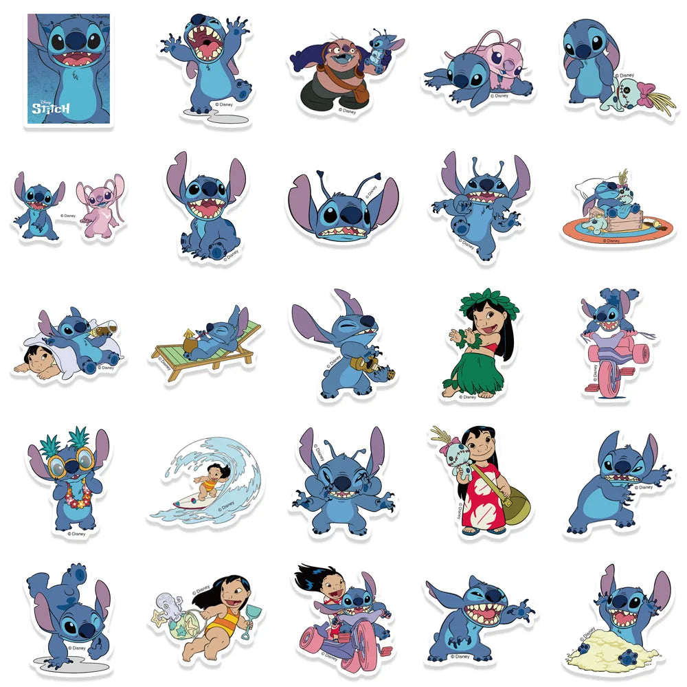 SS1003 Cute Cartoon Lilo & Stitch Stickers DIY Diary Laptop Luggage Skateboard Graffiti Decals Fun Classic Toy