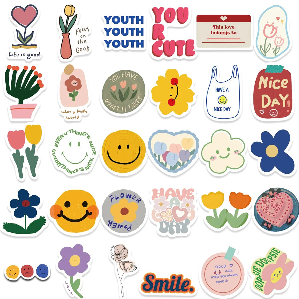 SS1007 Cute Smile Flower Cartoon Stickers Bomb Pack