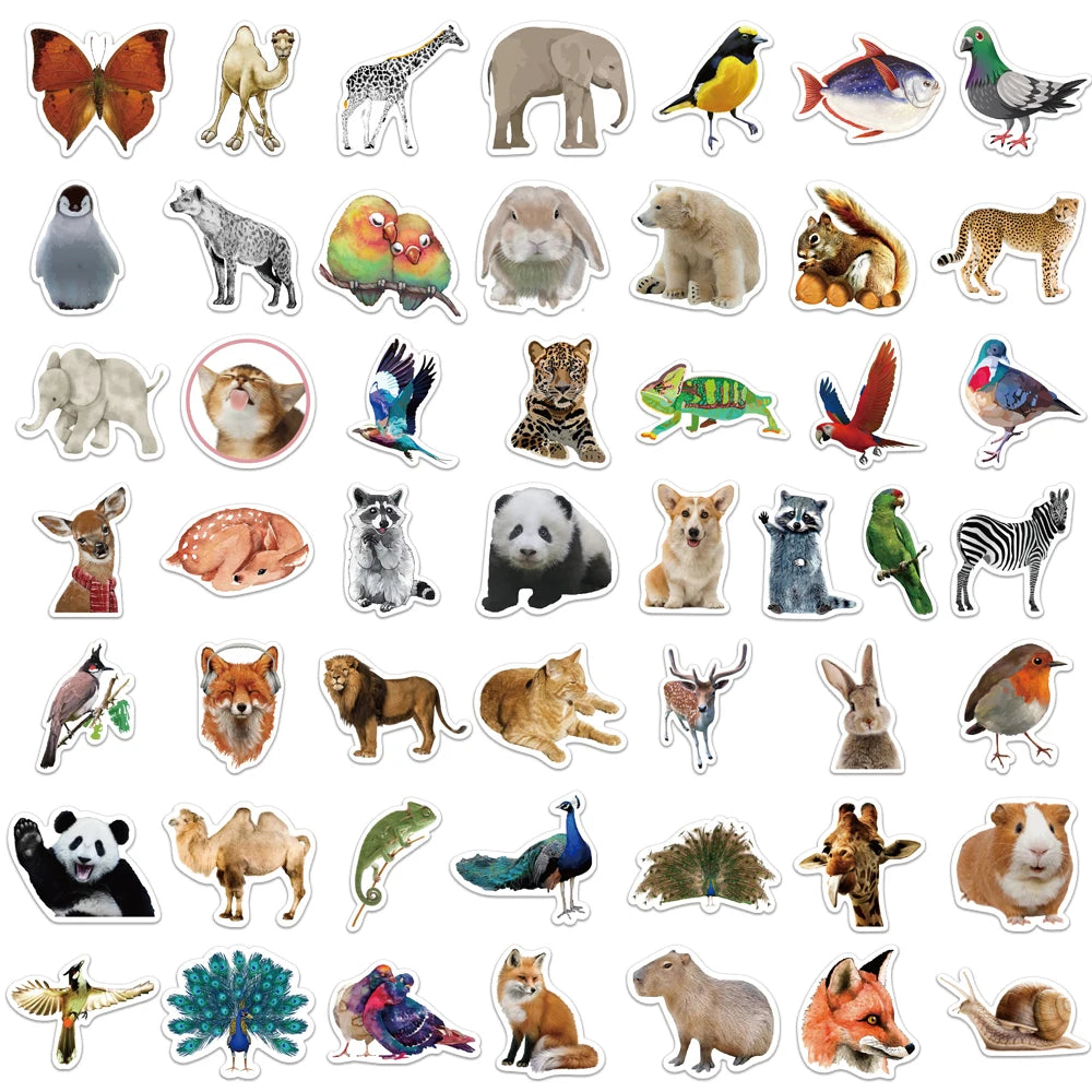 Vibrant Jungle Zoo Animal Stickers Bomb Pack - 50 Waterproof SS1033