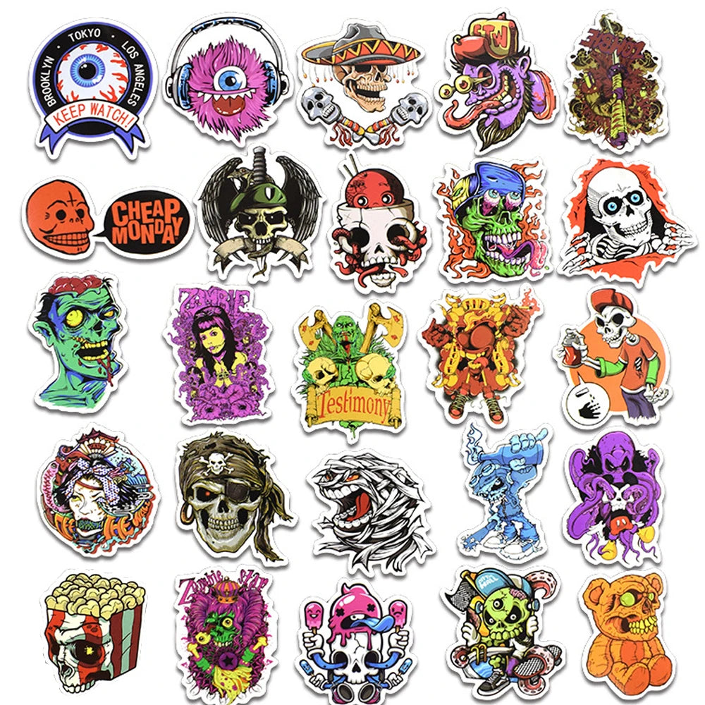 SS1046 Cool Zombie Graffiti Laptop Motorcycle Stationery Decoration Sticker Pack Bomb