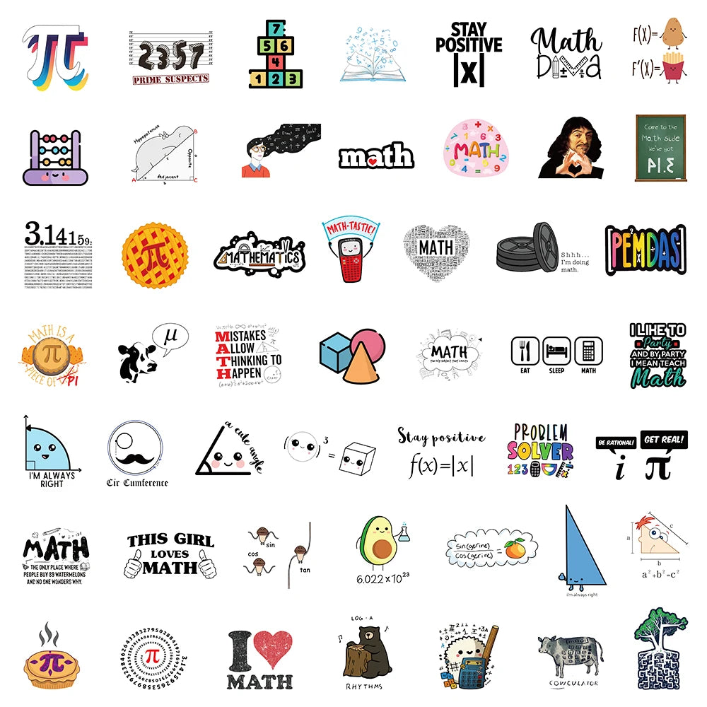 SS1011 New Trendy Math Symbols Sticker Pack Skateboard Guitar Decoration DIY Laptop Waterproof PVC  Decal