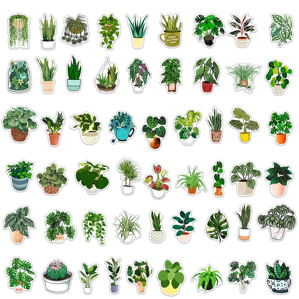 Plants Green Aesthetic Stickers Kids Toy DIY Decoration For Fridge Notebook Bike Phone Suitcase Cartoon Sticker SS1012