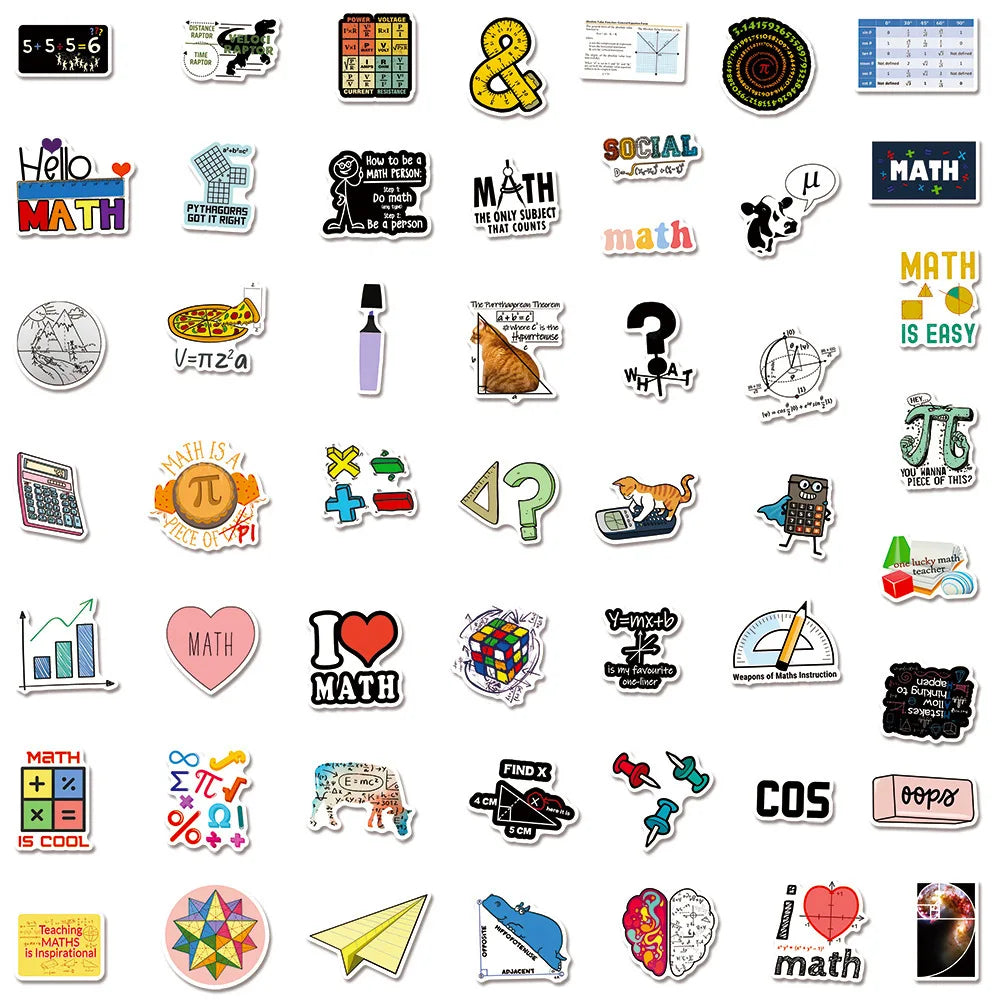 SS1011 New Trendy Math Symbols Sticker Pack Skateboard Guitar Decoration DIY Laptop Waterproof PVC  Decal