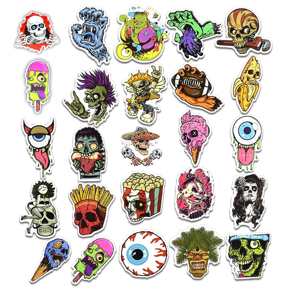 SS1046 Cool Zombie Graffiti Laptop Motorcycle Stationery Decoration Sticker Pack Bomb